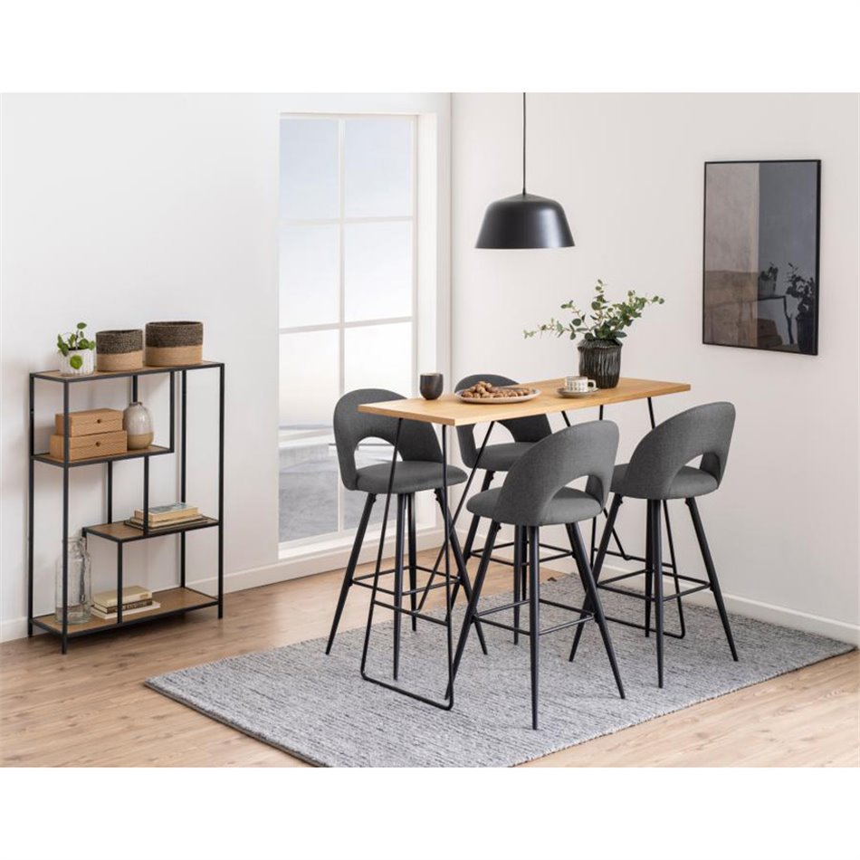 Bookcase Seaford V, black/oak, 114x77x35cm