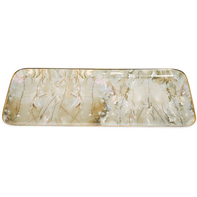 Decorative plate Marciano 14, olive/gold, 36.4x17.1x1.6cm