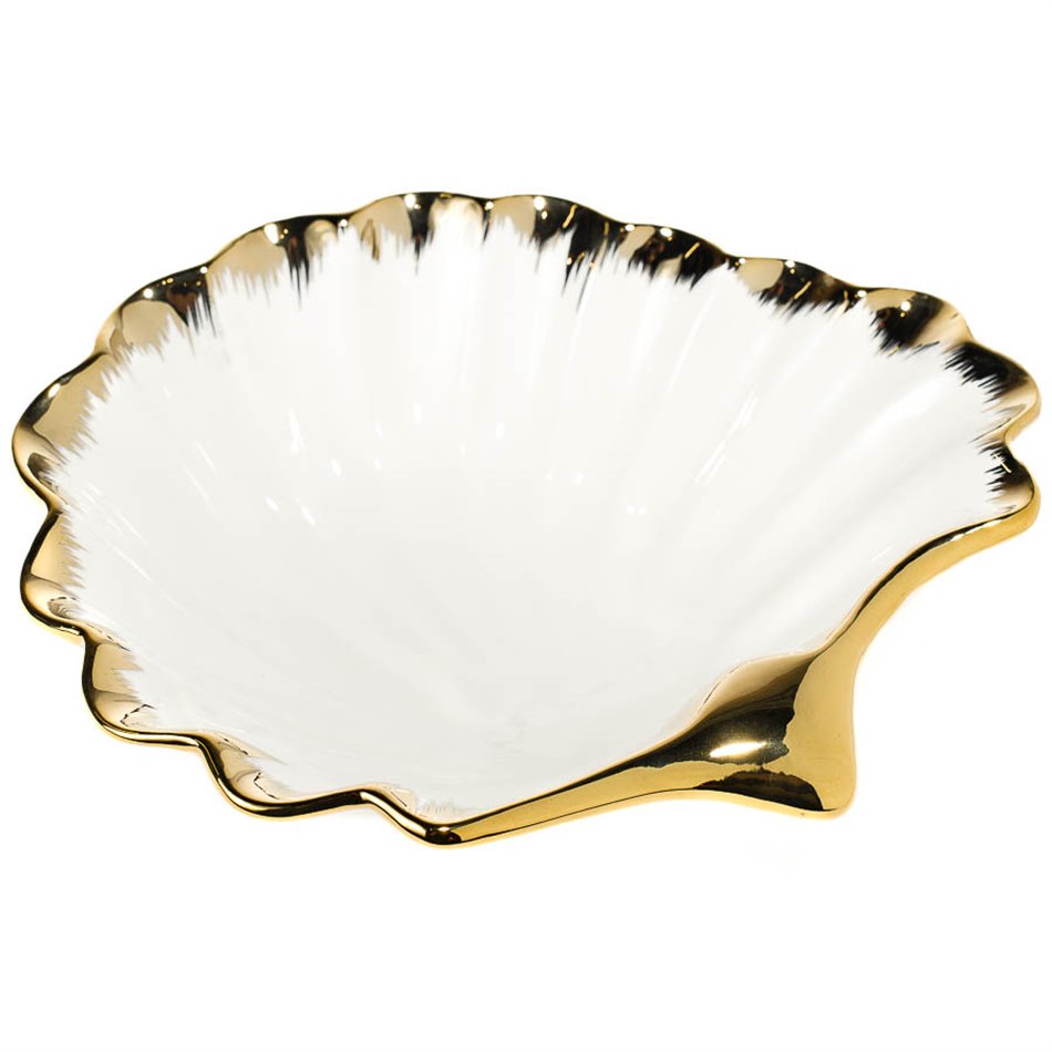 Dekoratīvs trauks Margita shell, balts/zelta, 28x24.5x7cm