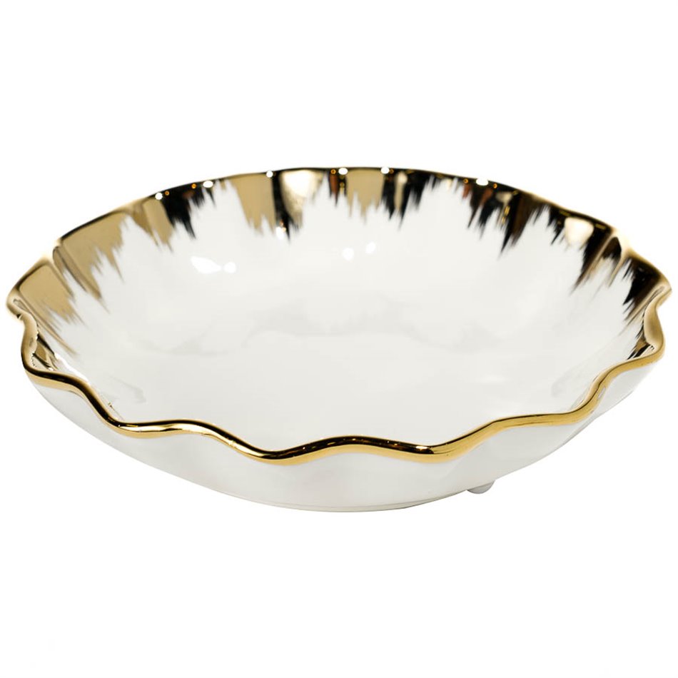 Decorative plate Martina 12, white/gold, 20x20x4cm
