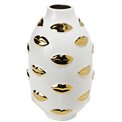 Vase Malija lips, white/gold, 15x15x24.5cm