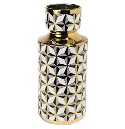 Vase Marciano 2, black/gray/white/gold, 13.5x13.5x31 cm