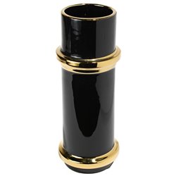 Vase Merta, shiny black/ gold, 11.8x11.8x30.9cm
