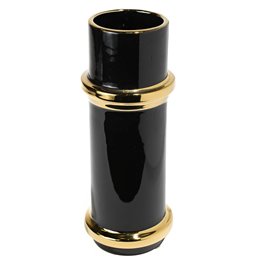 Vase Merta, shiny black/ gold, 11.8x11.8x30.9cm