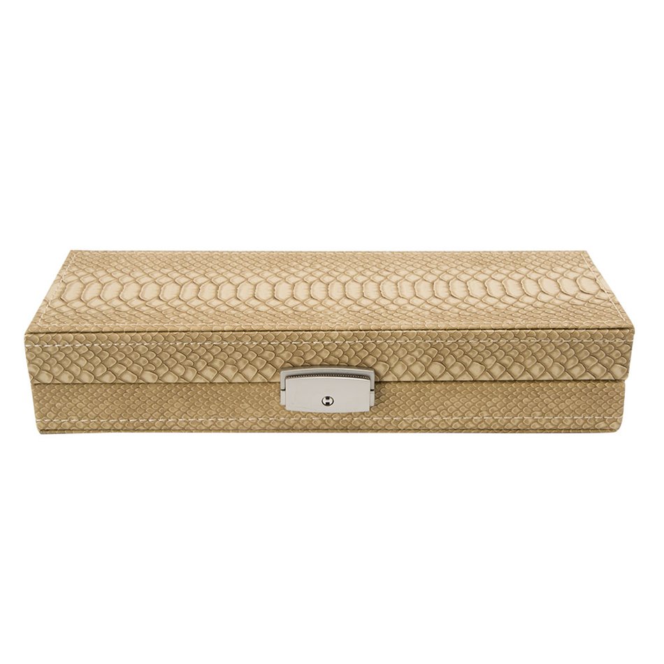 Jewellery box Totte, beige/ snake PU, 28x10x7.5cm