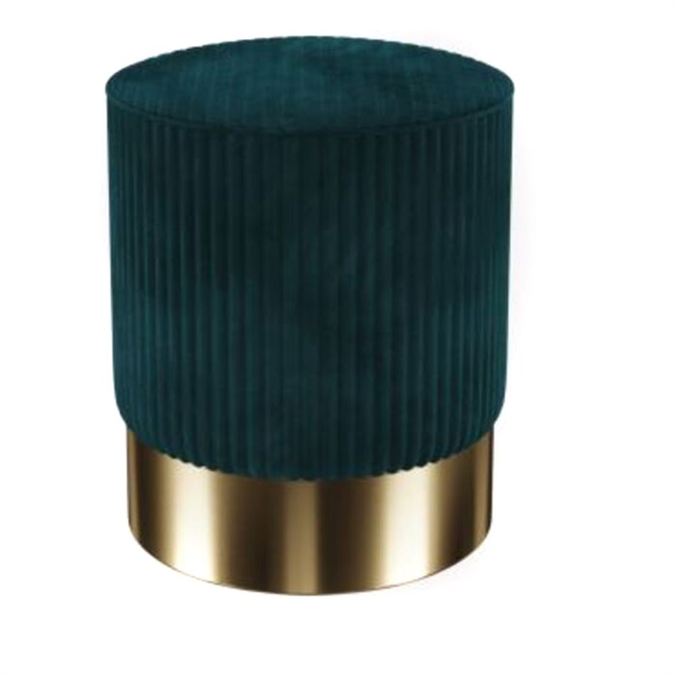 Stool Cherry D.green, brass, D35cm H42cm