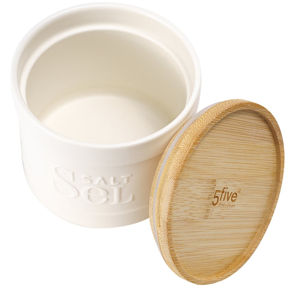 Salt box Natureo, white, H10xD11cm