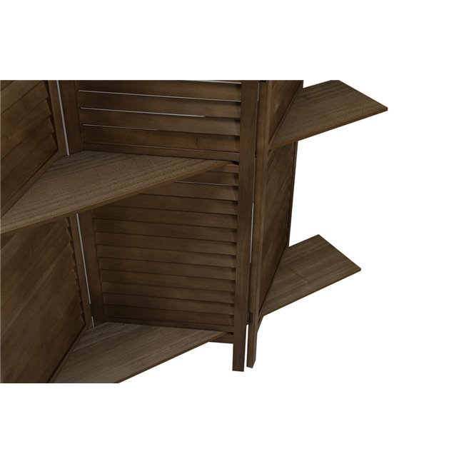 Wooden screen with 3 shelves, H170x120x26cm