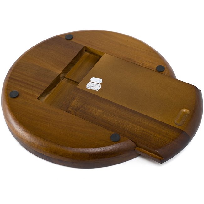 Acacia wood cheese board, with knives, D32x3.6cm