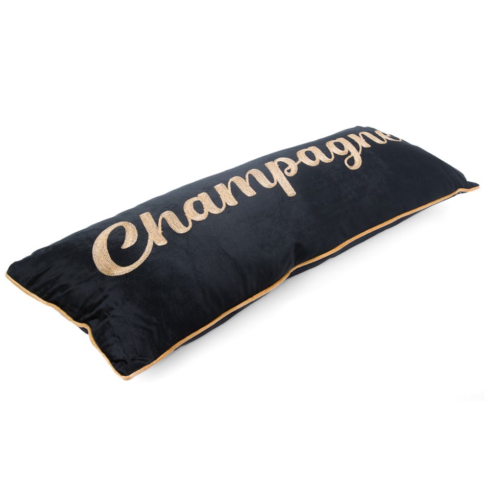 Cushion Champagne, velvet, black, 80x30cm