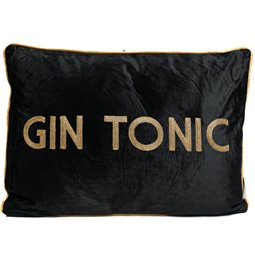 Dekoratīvs spilvens Gin Tonic, melns, samta, 60x40cm