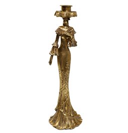Candle stick  Lady Dress, gold, 30.5x9x8cm