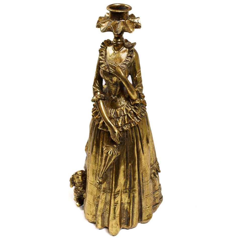 Svečturis Lady dress, zelta, 30x12x12cm