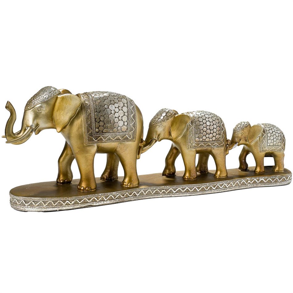 Deco 3 elephants, bronze, 17x48x11cm