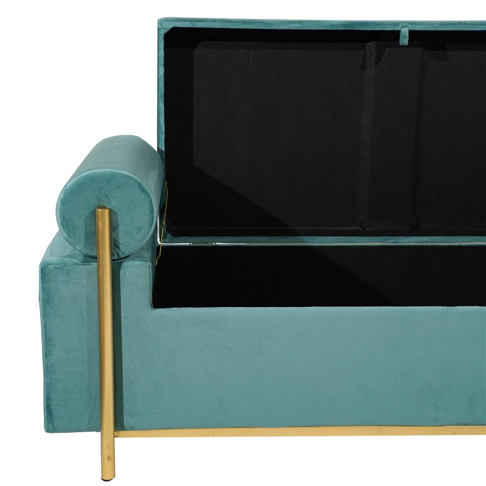 Bench with storage box Malma, green, 121x44x45cm