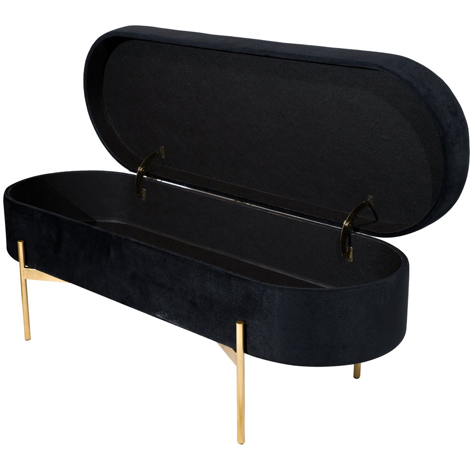 Bench with storage box Marlov, black, 120x43x47cm