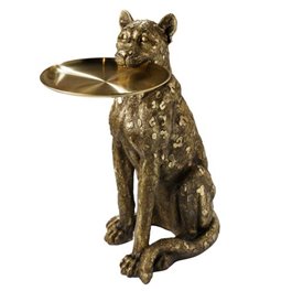 Deco figurine Leopard with plate, 62x36x56.5cm
