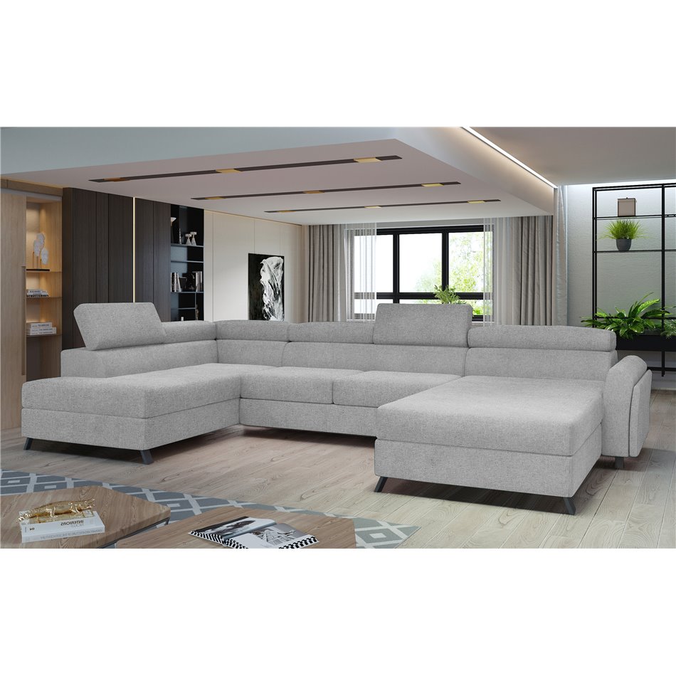 Corner sofa Elosette L, Grande 81, gray, H98x370x200