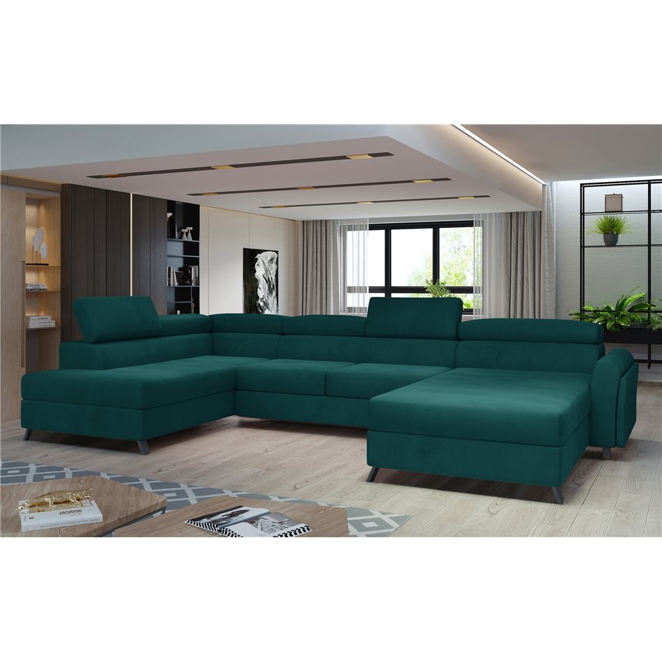 Corner sofa Elosette L, Mat Velvet 75, gray, H98x370x200