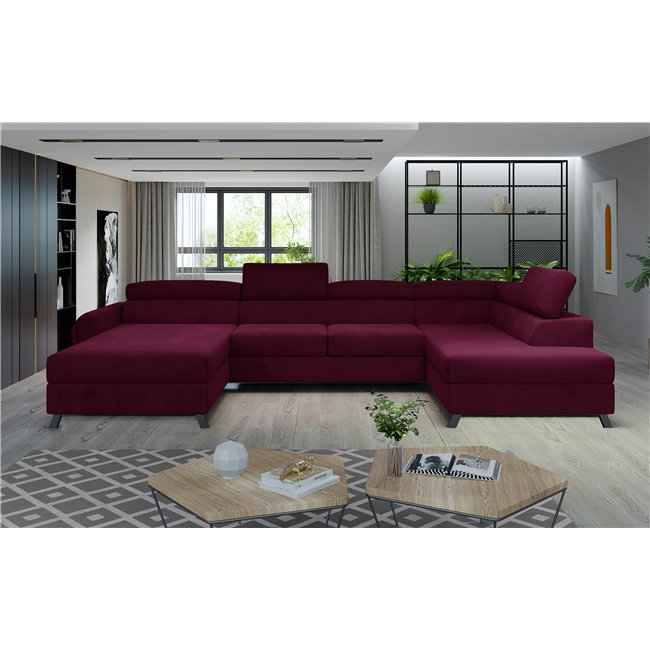 Corner sofa Elosette R, Mat Velvet 68, purple, H98x370x200