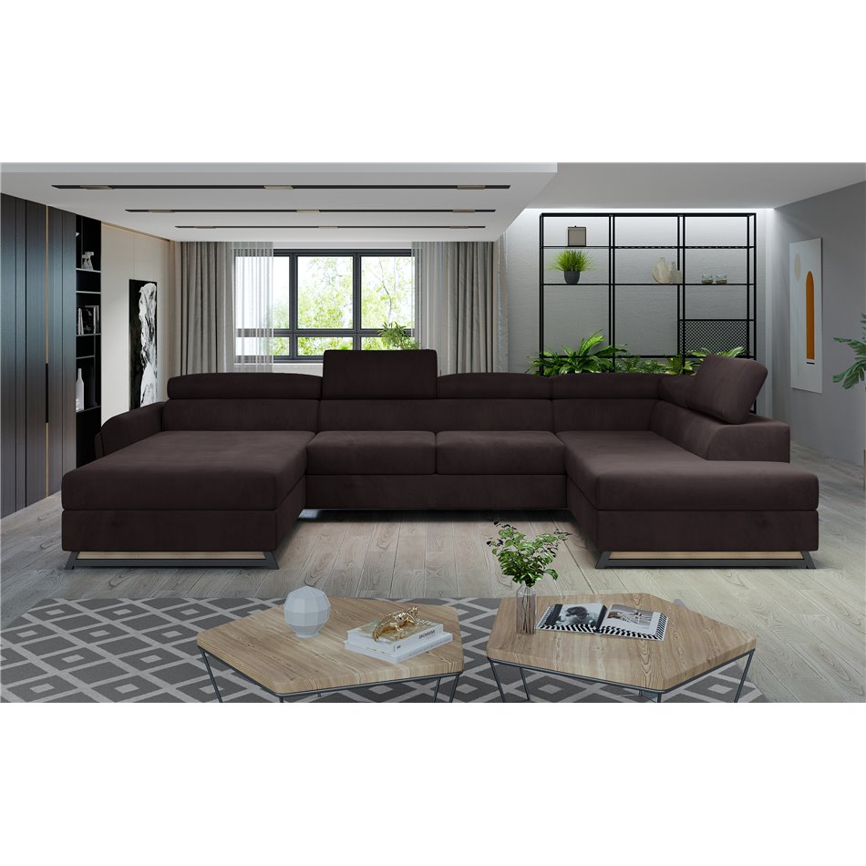 Corner sofa Elosette R, Monolith 29, brown, H98x370x200