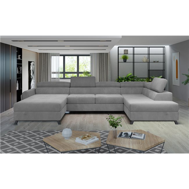 Corner sofa Elosette R, Monolith 84, gray, H98x370x200