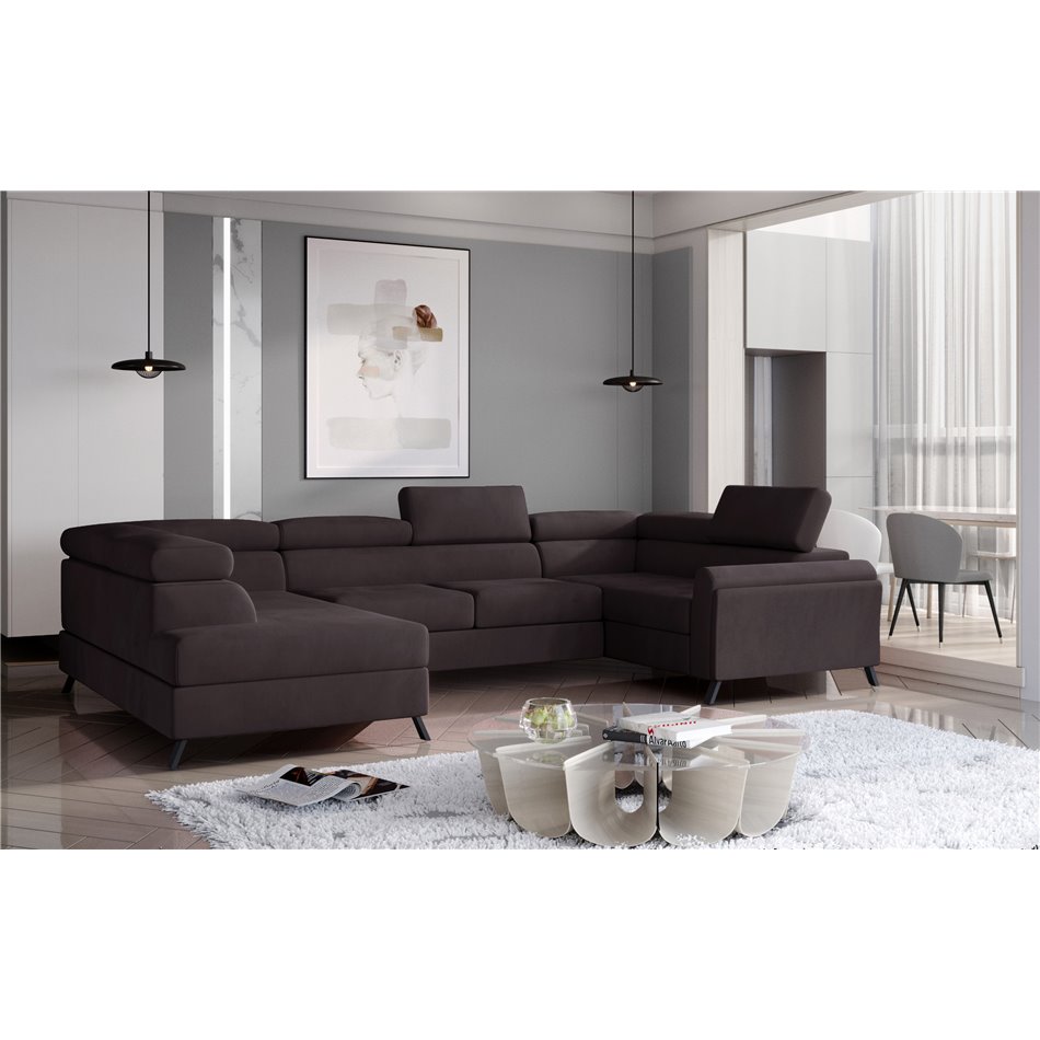 Corner sofa Elscada L, Monolith 29, brown, H98x330x200