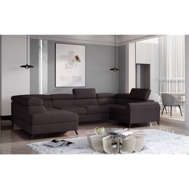 Corner sofa Elscada L, Monolith 29, brown, H98x330x200