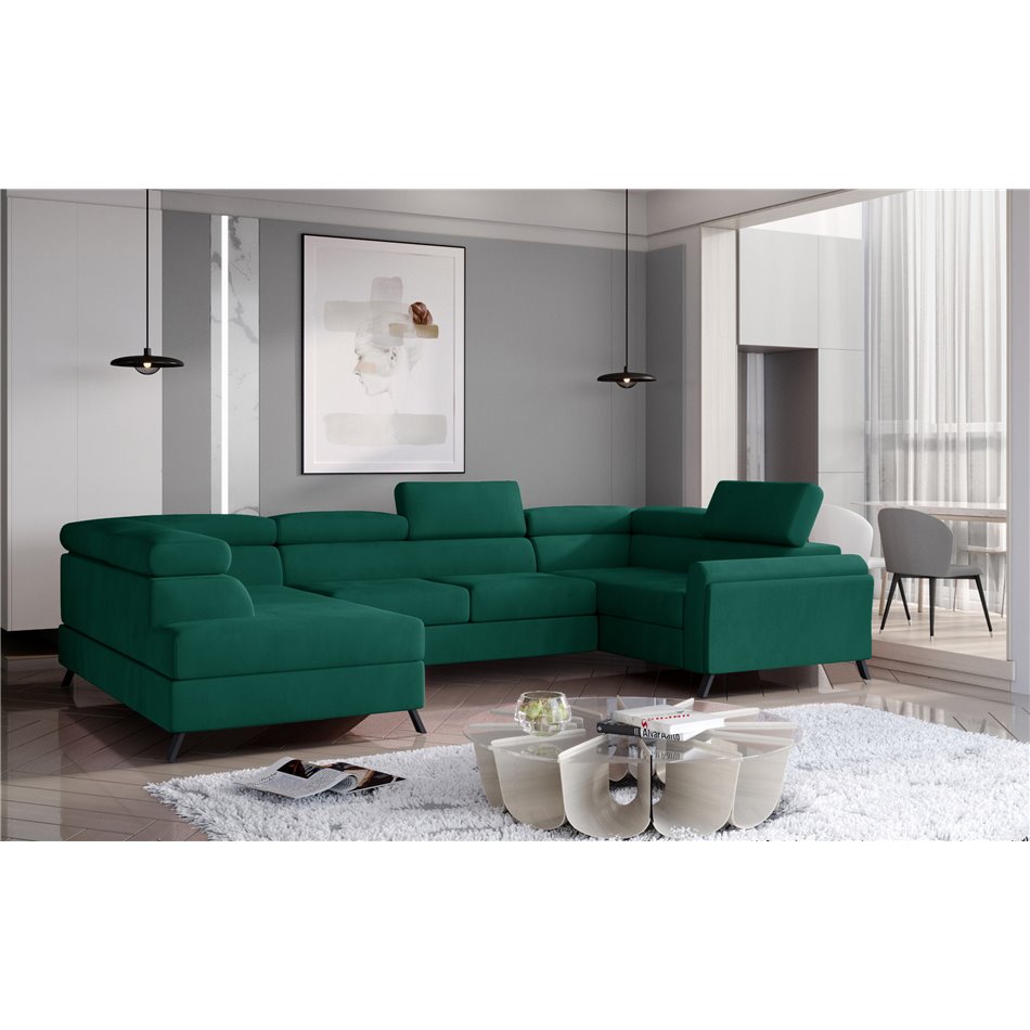 Corner sofa Elscada L, Monolith 37, green, H98x330x200