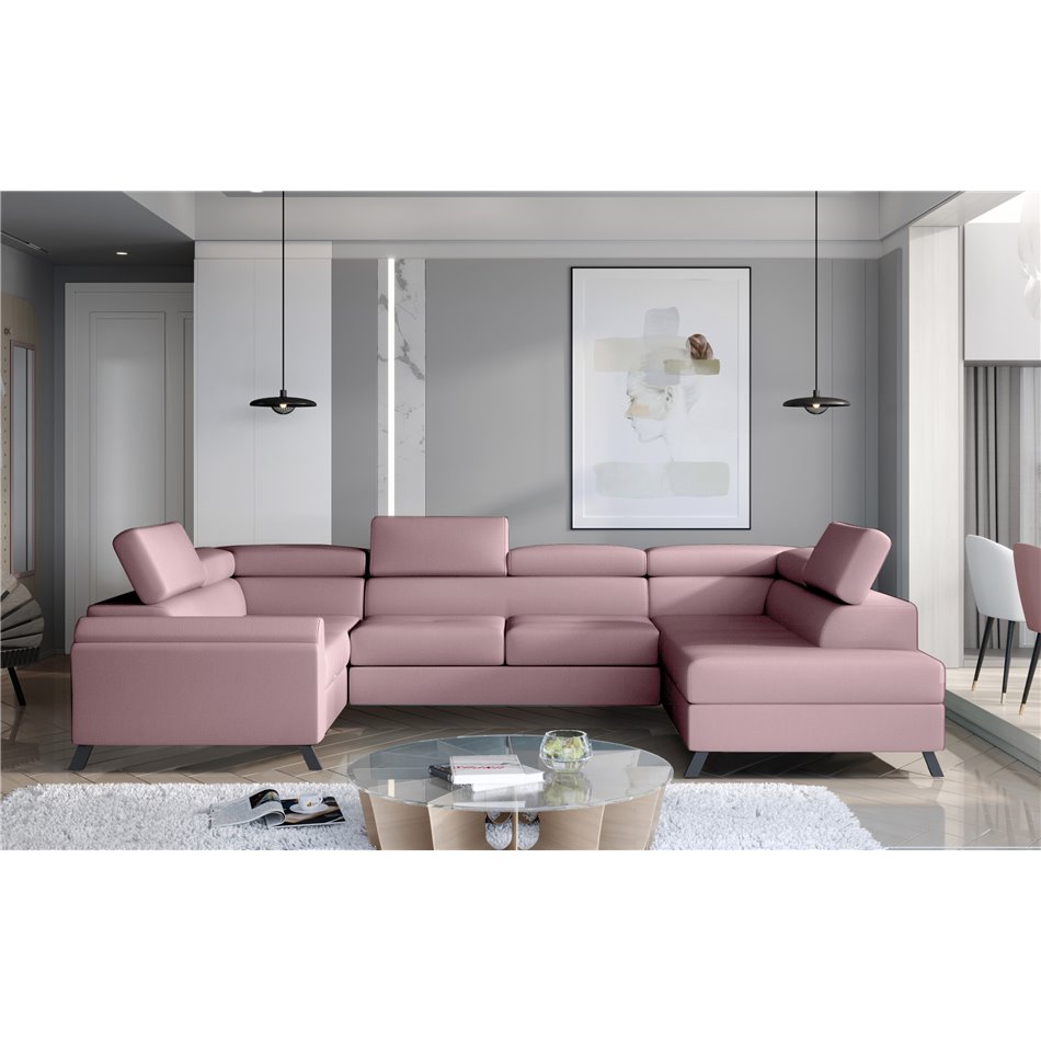 Corner sofa Elscada R, Monolith 63, pink, H98x330x200