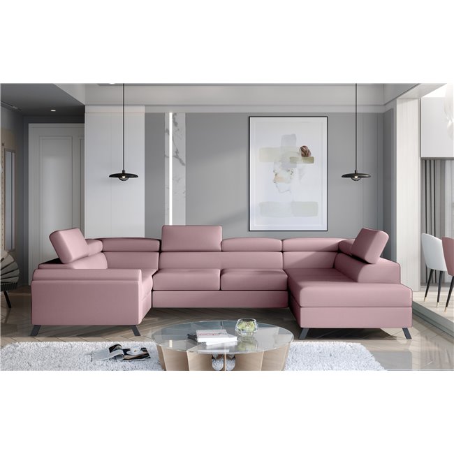 Corner sofa Elscada R, Monolith 63, pink, H98x330x200