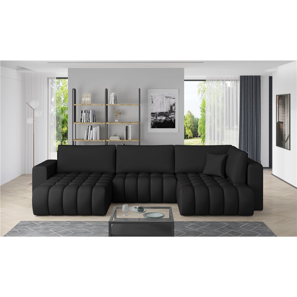 Corner sofa Elonito L, Softis 11, black, H92x340x170