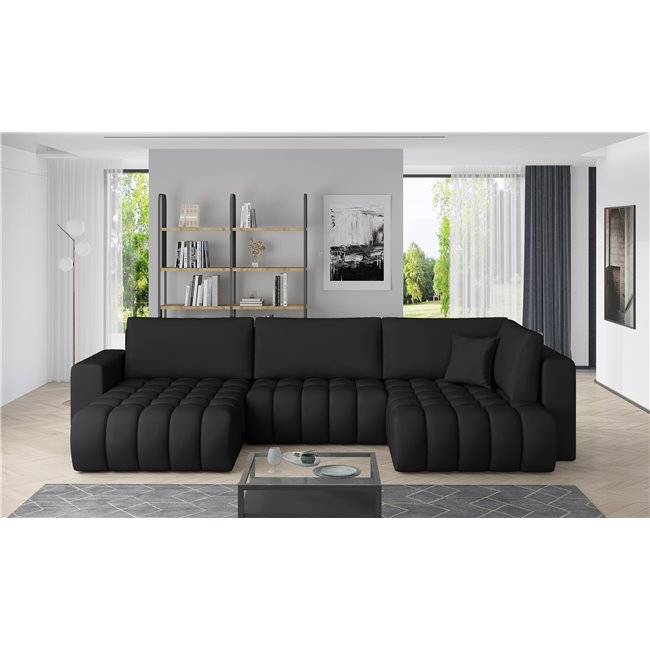 Corner sofa Elonito L, Softis 11, black, H92x340x170