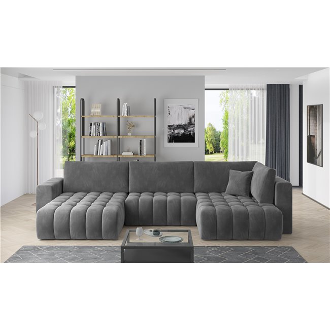Corner sofa Elonito L, Sola 6, gray, H92x340x170