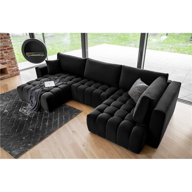 Угловой диван Elonito L, Loco 10, черный, H92x340x170