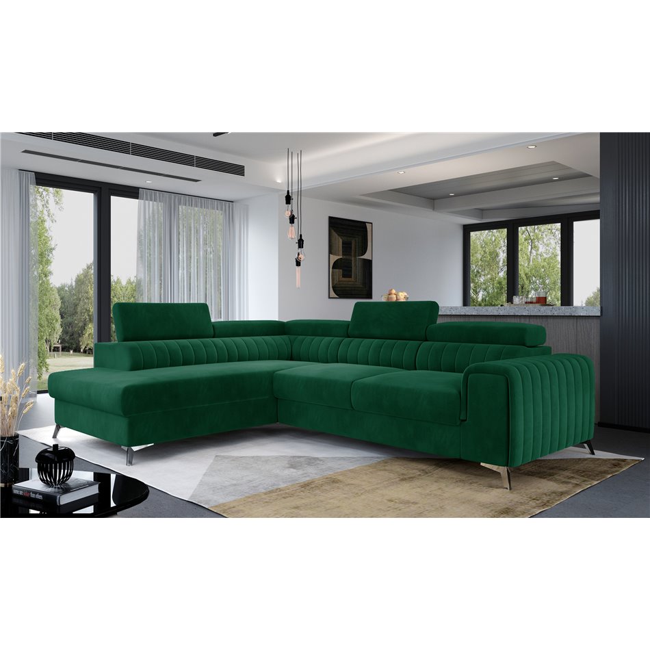 Corner sofa Elaurence L, Monolith 37, green, H92x278x205