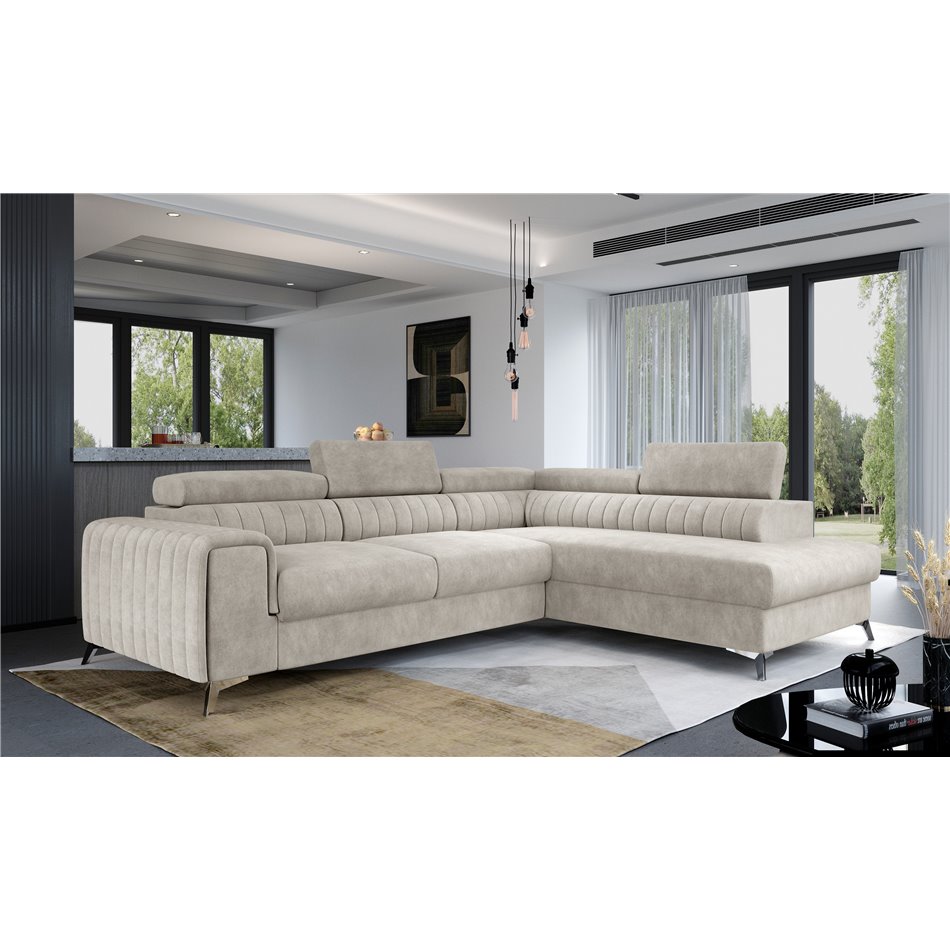 Corner sofa Elaurence R, Dora 21, beige, H92x278x205