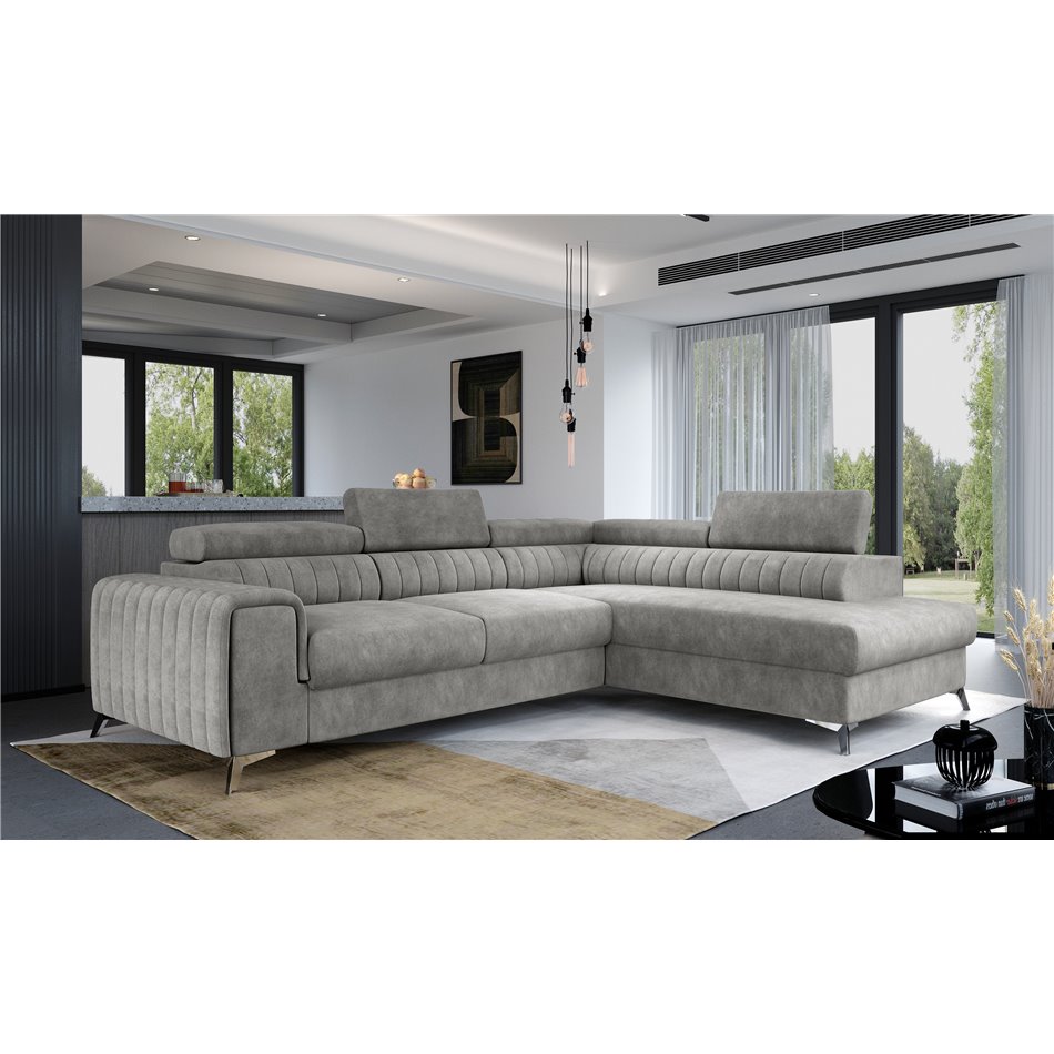 Corner sofa Elaurence R, Dora 90, gray, H92x278x205