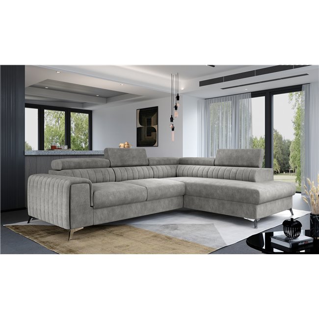 Corner sofa Elaurence R, Dora 90, gray, H92x278x205