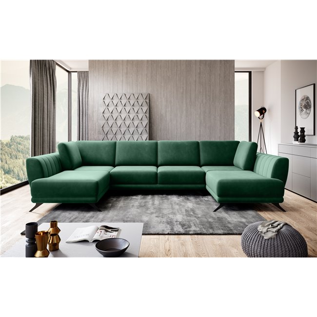 Corner sofa Elarco Symmetrical, Lukso 35, green, H90x362x191