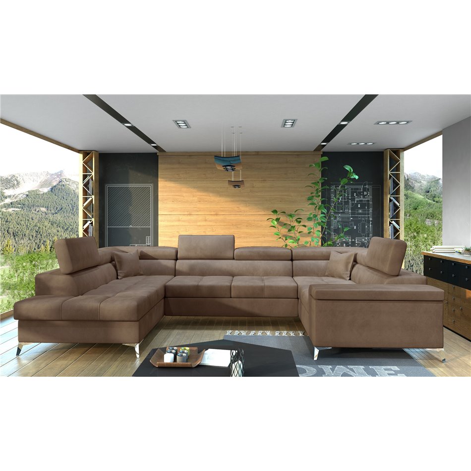 Corner sofa Elago L, Monolith 09, light brown, H88x208x43