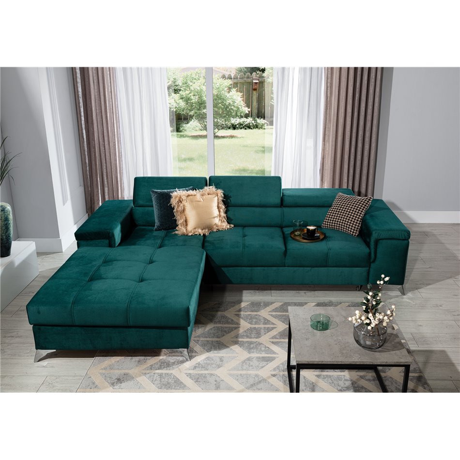 Угловой диван Elcardo L, Monolith 37, зеленый, H90x280x60