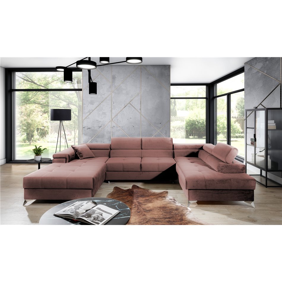 Угловой диван Elduaro R, Kronos 29, розовый, H90x345x202