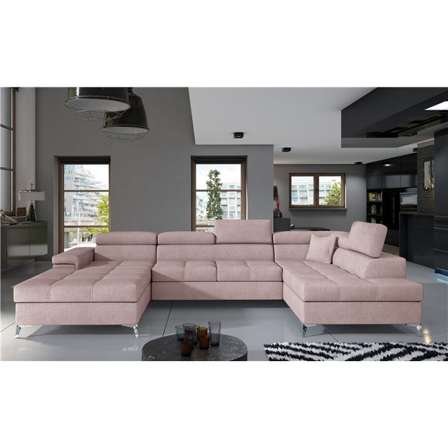 Corner sofa Elduaro R, Omega 91, pink, H90x345x60