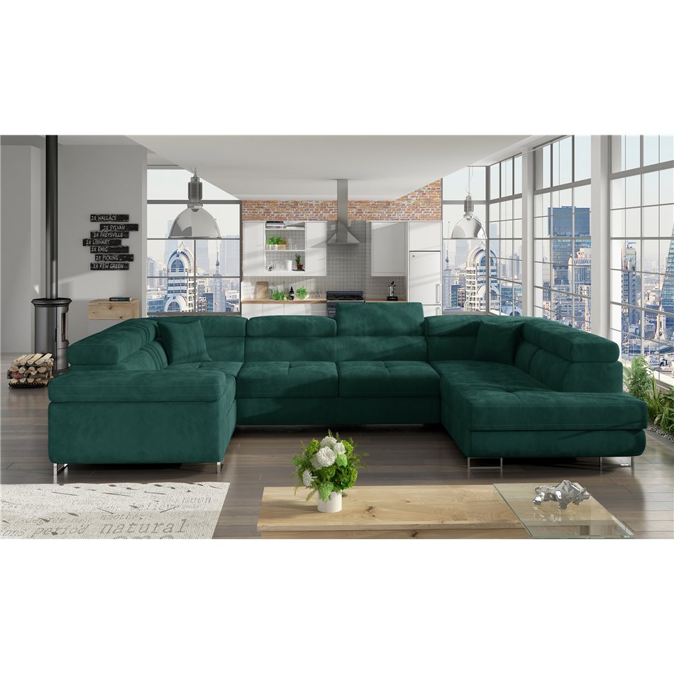 Corner sofa Eletto R, Kronos 19, green, H90x202x58