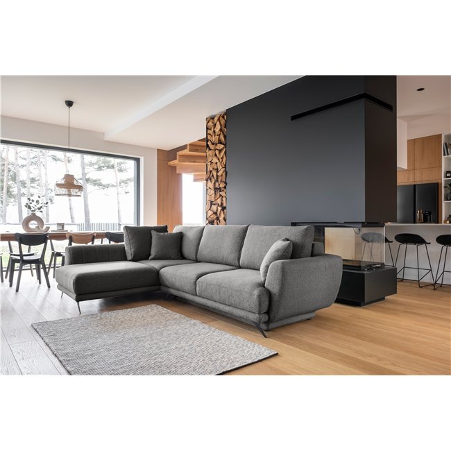 Corner sofa Elarde L, Roko 5, gray, H90x276x191