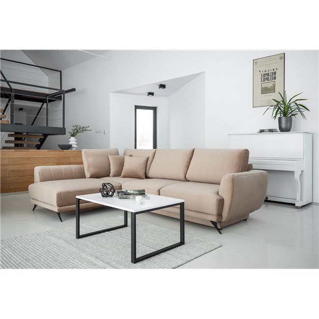 Corner sofa Elarde L, Loco 20, light brown, H90x276x191