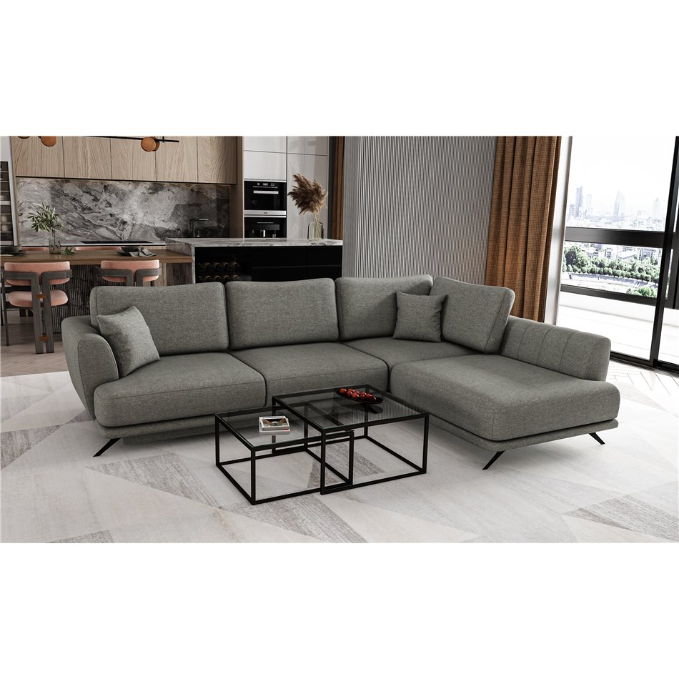 Corner sofa Elarde R, Flores 4, gray, H90x276x191