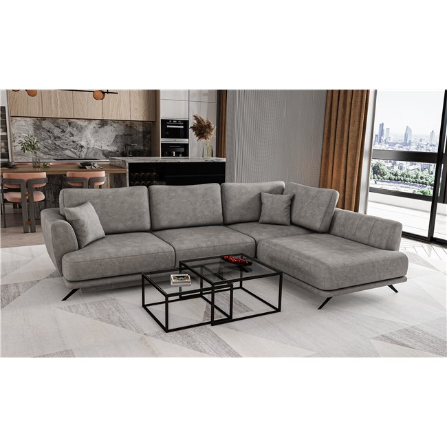 Corner sofa Elarde R, Leve 4, gray, H90x276x191
