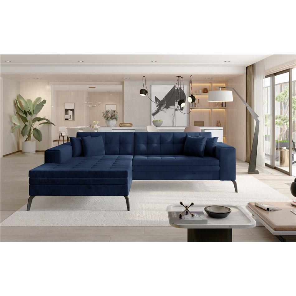 Corner sofa Elsolange L, Monolith 77, blue, H80x292x196